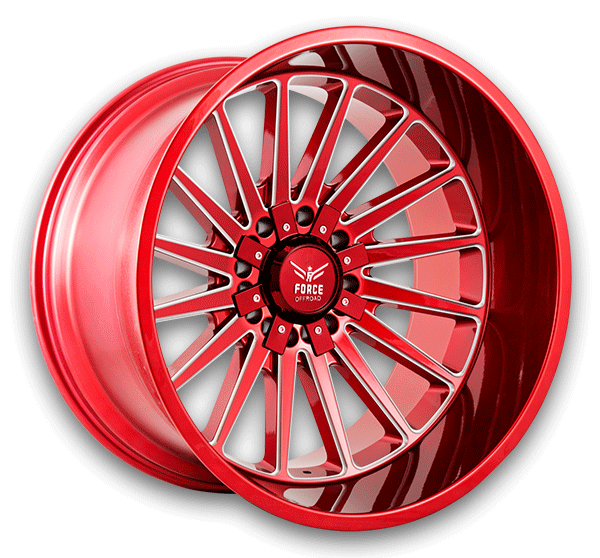 Force Offroad Wheels F40 22x12 Candy Red Milled 5x139.7/5x150 -44mm 110.2mm