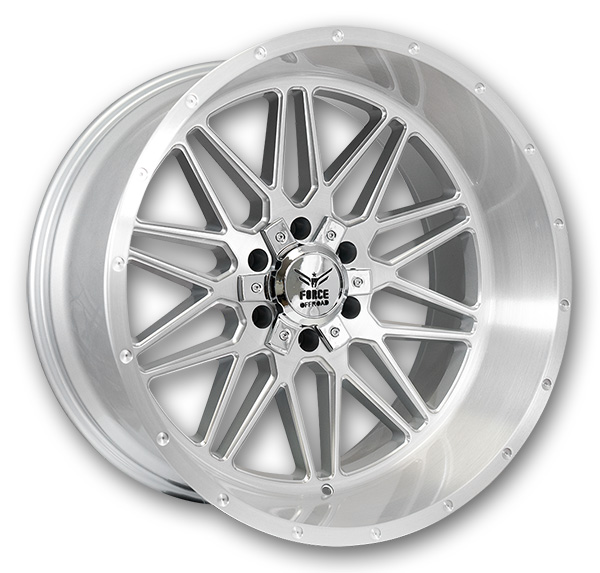 Force Offroad Wheels F44 24x12 Silver Brushed Milled 5x127/5x139.7 -44mm 78.1mm