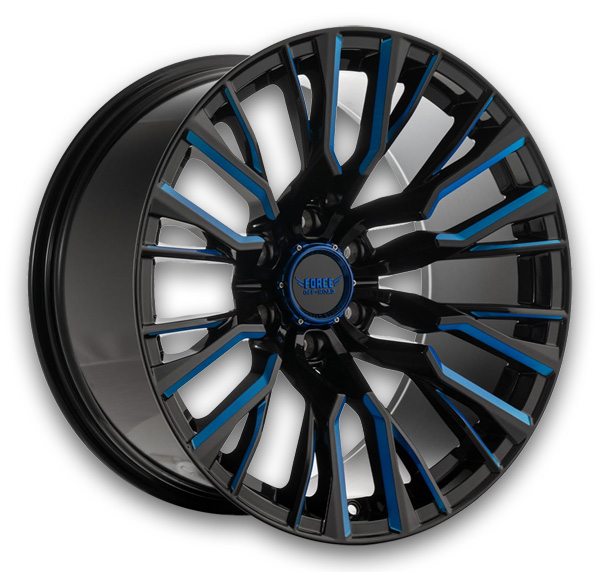 Force Offroad Wheels F48 20x10 Gloss Black Milled Blue Tint 6x139.7 -12mm 106.1mm