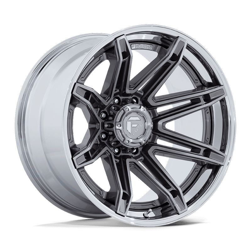 Fuel Wheels Brawl 22x10 Platinum w/ Chrome Lip 6x139.7 -18mm 106.1mm