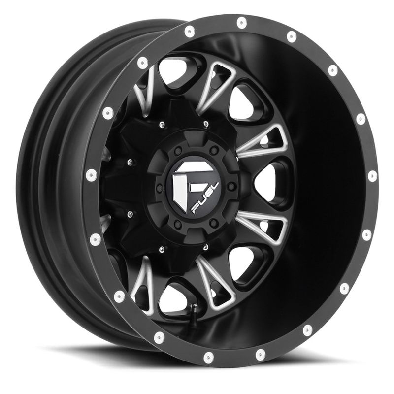 Fuel Wheels Throttle Dually 17x6.5 Matte Black Milled - Rear 8x165.1 -129mm 125.2mm