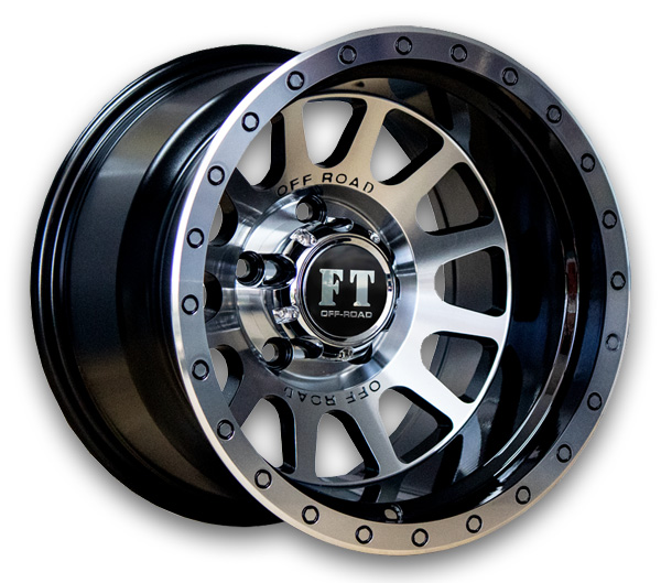 Full Throttle Wheels FT5092 16x10 Gloss Black with Machined Face 5x139.7 -44mm 108.1mm