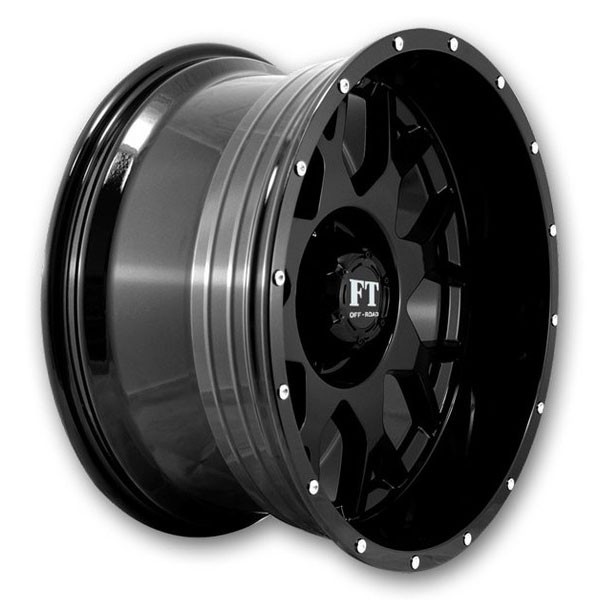 Full Throttle Wheels FT0151 SNIPER 20x9 Gloss Black 5x127 -12mm 73.1mm