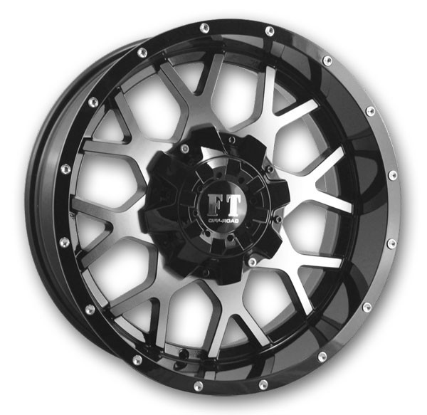 Full Throttle Wheels FT0151 SNIPER 20x10 Gloss Black Machined 8x170 -24mm 125.7mm