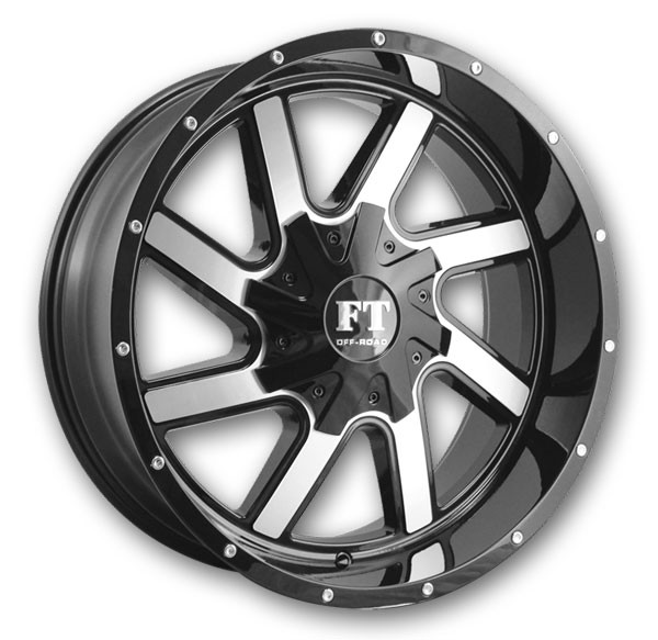 Full Throttle Wheels FT1 TURBINE 18x9 Gloss Black Machined 6x114.3/6x139.7 +0mm 78.3mm