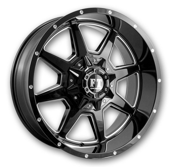 Full Throttle Wheels FT2 TORQUE 18x9 Gloss Black Milled 6x135/6x139.7 +0mm 108.1mm