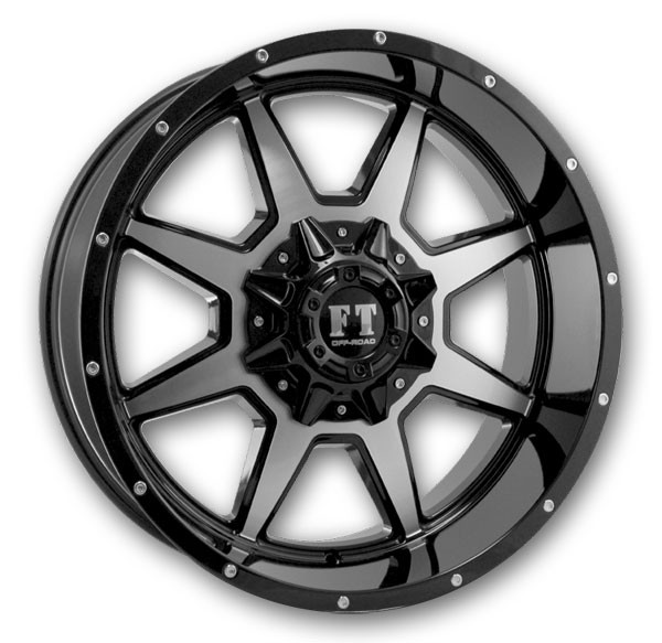 Full Throttle Wheels FT2 TORQUE 20x14 Gloss Black Machined 6x135 -76mm 89.8mm