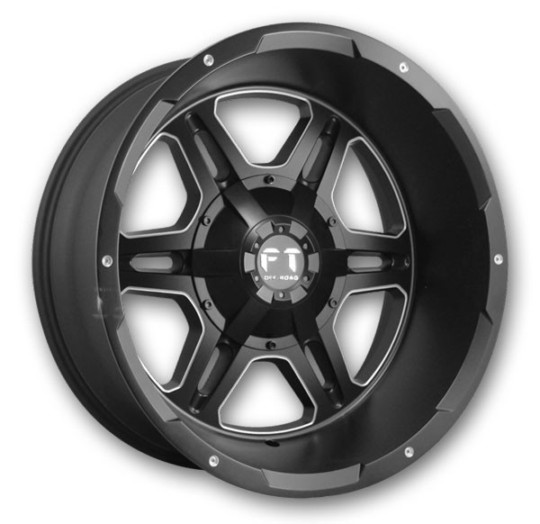 Full Throttle Wheels FT3 BULLET2 22x12 Satin Black Milled 5x127/5x139.7 -44mm 108.1mm