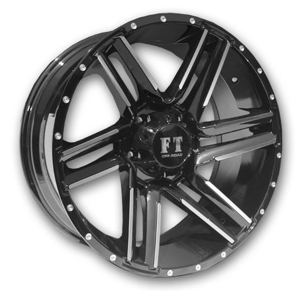Full Throttle Wheels FT7 TRIGGER 20x9 Gloss Black with Machined Face 5x127 +0mm 78.1mm