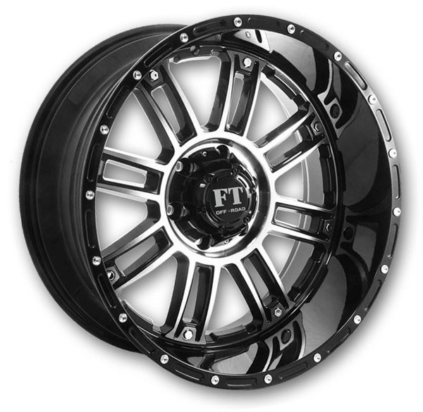 Full Throttle Wheels FT8033 20x10 Gloss Black Machined 8x170 -24mm 125.7mm