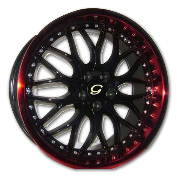 G Line Wheels G901 17x7.5 Black With Red Lip 4x114.3 +38mm 73.1mm