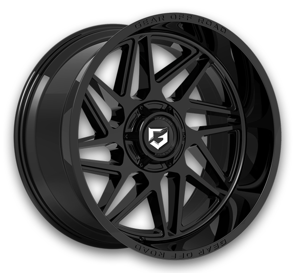 Gear Off Road Wheels 761 Ratio 22x12 Gloss Black with Lip Logo 6x135/6x139.7 -44mm 106.2mm