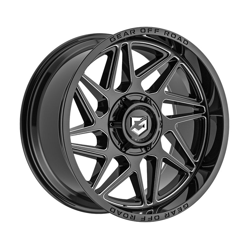 Gear Off Road Wheels 761 Ratio 20x12 Gloss Black with Milled Spoke Accents & Lip Logo 6x135/6x139.7 -44mm 106.2mm