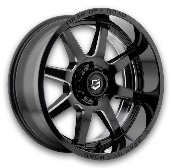 Gear Off Road Wheels 762 Pivot 22x12 Gloss Black with Milled Spoke Accents & Lip Logo 6x135 -44mm 87.1mm
