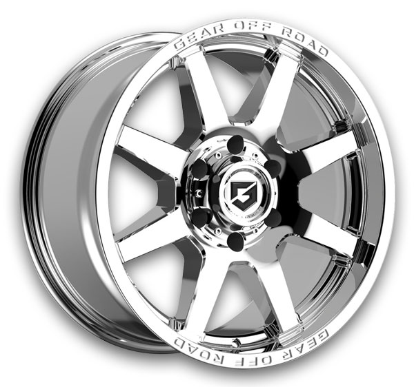 Gear Off Road Wheels 762 Pivot 22x12 Chrome Plated with Lip Logo 6x135 -44mm 87.1mm