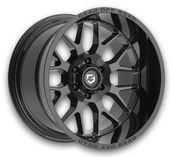 Gear Off Road Wheels 763 Raid 20x12 Gloss Black with Lip Logo 6x135 -44mm 87.1mm
