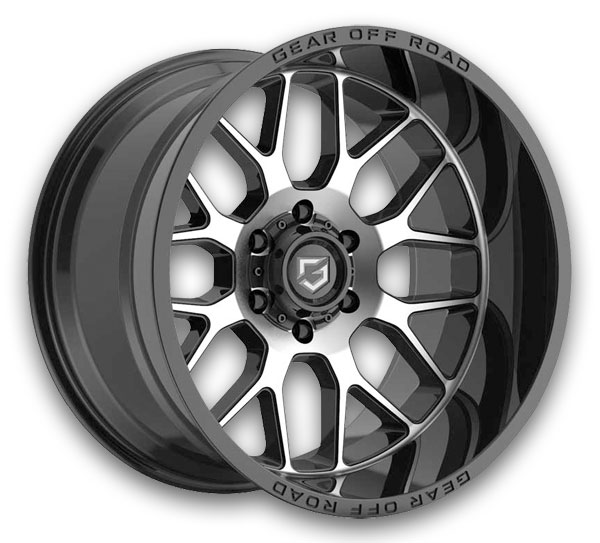 Gear Off Road Wheels 763 Raid 20x12 Gloss Black with Machined Face & Lip Logo 8x170 -44mm 125.2mm