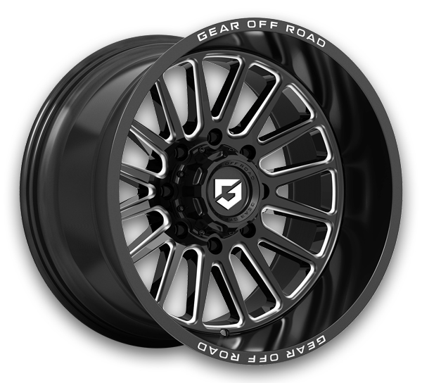 Gear Off Road Wheels 764 Leverage 20x12 Gloss Black with Milled Accents & Lip Logo 5x127/5x135 -44mm 87.1mm