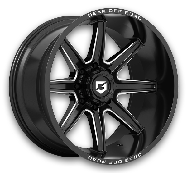 Gear Off Road Wheels 765 Ridge 22x12 Gloss Black with Milled Accents & Lip Logo 8x165.1 -44mm 125.2mm