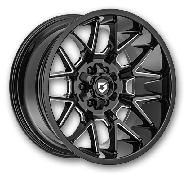 Gear Off Road Wheels 768 Primacy 20x9 Gloss Black Milled 8x165.1 +18mm 125.2mm