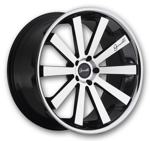 Gianelle Wheels Santo 2SS 20x10 Machined Black with SS Chrome Lip 5x112 42mm 66.5mm