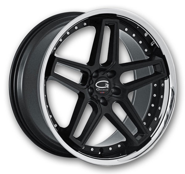 Giovanna Wheels Austin 20x10 Black with Chrome SS Lip  35mm 73.1mm
