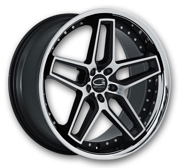 Giovanna Wheels Austin 20x10 Machined Black with Chrome SS Lip  35mm 73.1mm