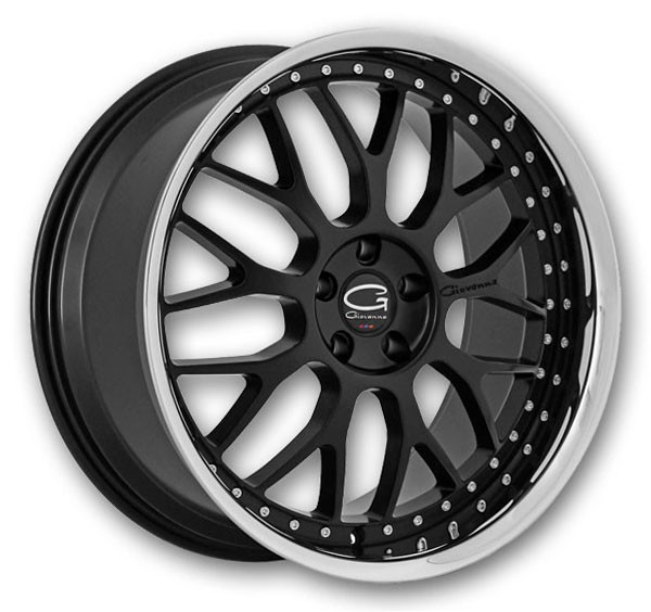 Giovanna Wheels Essex 20x8.5 Semi Gloss Black w/ Chrome SS Lip  32mm 73.1mm