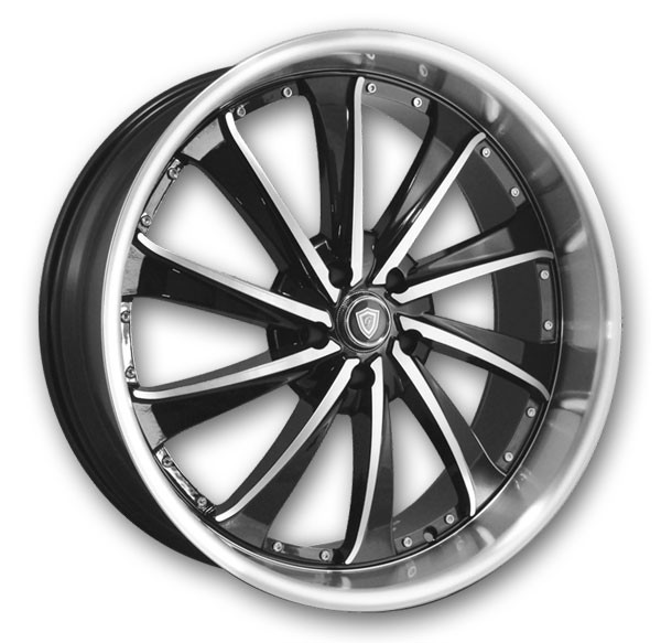 G Line Wheels G0016 22x9.5 Black with Polished Face 5x115 +20mm 73.1mm