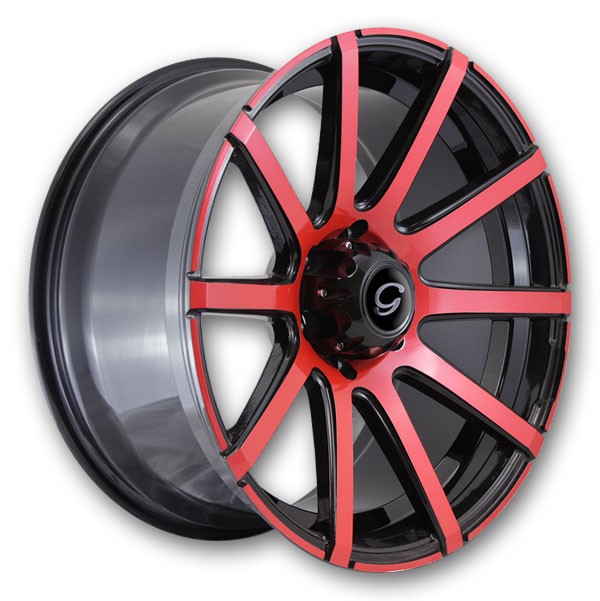 G Line Wheels G0036 22x9.5 Black with Red Face 6x135 +20mm 87.1mm