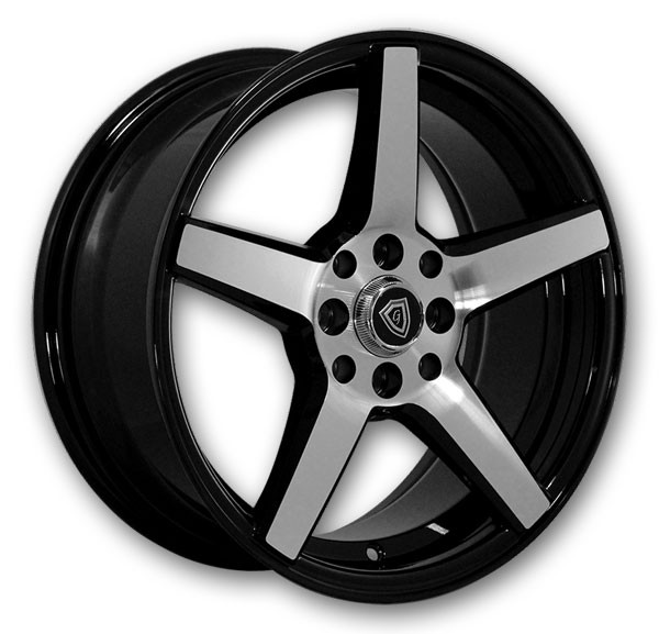 G Line Wheels G5109 18x8 Black with Machined Face 5x112 +35mm 66.6mm