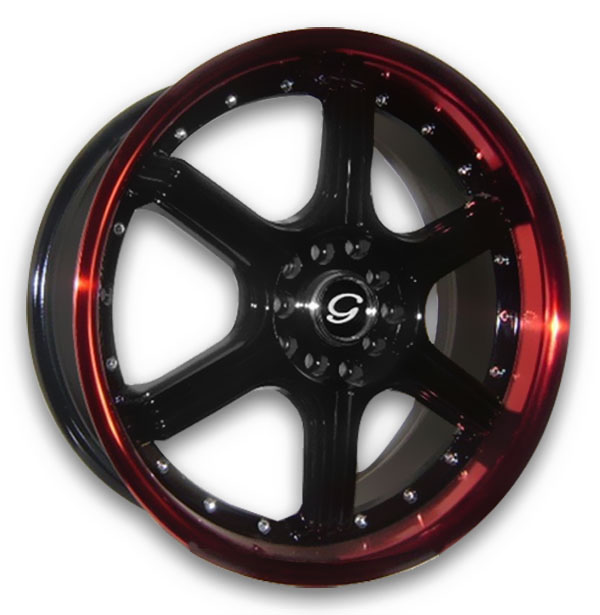 G Line Wheels G780 18x7.5 Black With Red Lip 4x108/4x114.3 +38mm 73.1mm