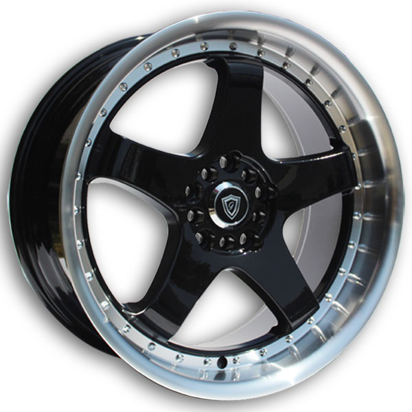 G Line Wheels G8073 18x8.5 Black with Polished Face 5x100/5x114.3 +30mm 73.1mm