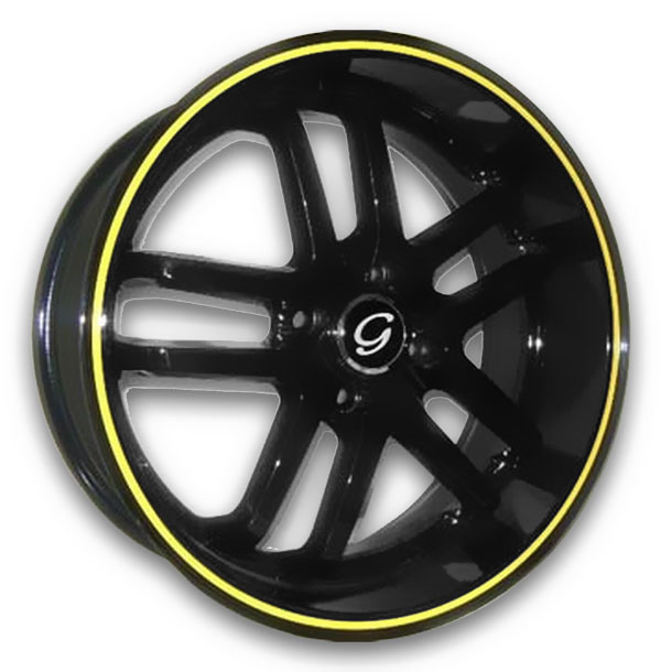 G Line Wheels G809 17x8 Yellow Line Black 5x108 +38mm 73.1mm