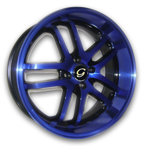 G Line Wheels G817 18x8 Black With Blue 4x114.3 +38mm 73.1mm