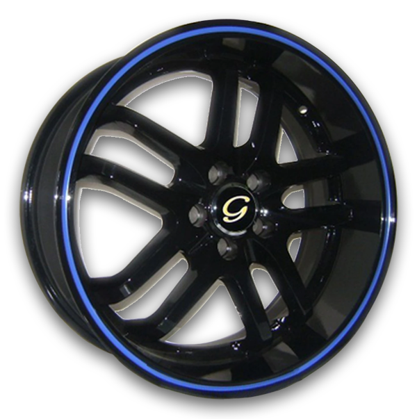 G Line Wheels G817 18x8 Black With Blue Line 4x114.3 +38mm 73.1mm