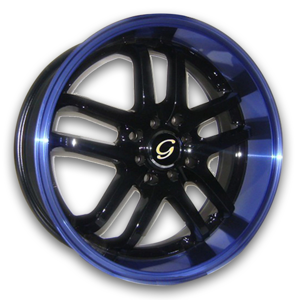 G Line Wheels G817 18x8 Black With Blue Lip 4x114.3 +38mm 73.1mm