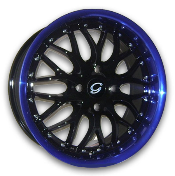 G Line Wheels G901 17x7 Black With Blue Lip 4x114.3 +38mm 73.1mm
