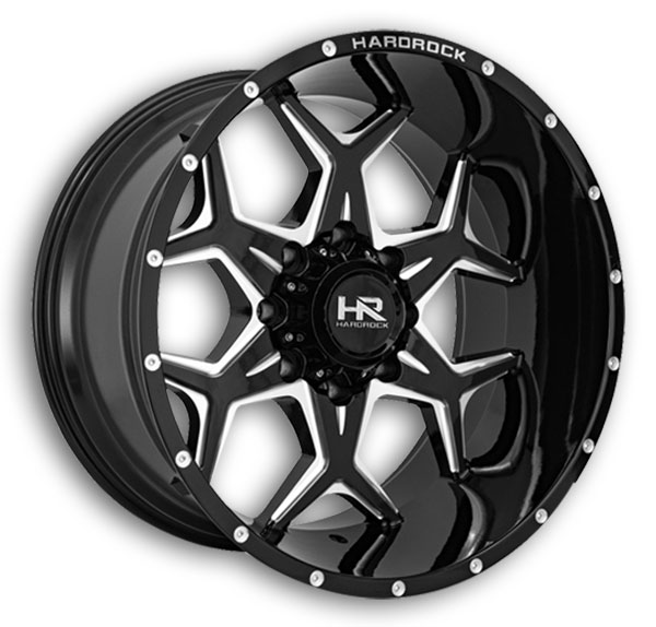 Hardrock Off-Road Wheels H507 Reckless Xposed 20x10 Gloss Black Milled 6x135 -19mm 87.1mm