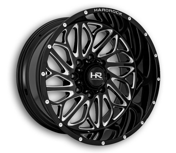 Hardrock Off-Road Wheels H508 BlackTop Xposed 20x12 Gloss Black Milled 6x135 -44mm 87.1mm
