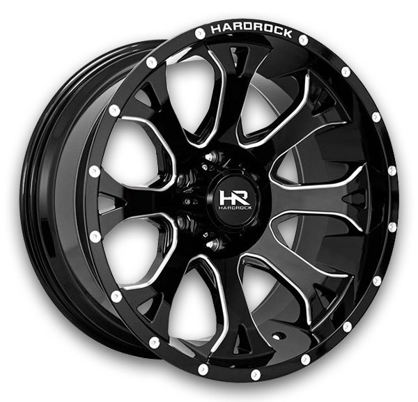 Hardrock Off-Road Wheels H505 BloodShot Xposed 24x14 Gloss Black Milled 6x135 -76mm 87.1mm