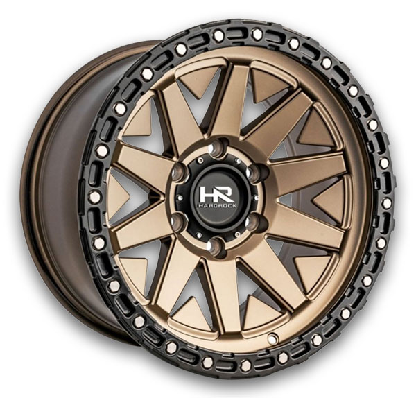 Hardrock Off-Road Wheels H106 17x9 Matte Bronze Black Lip Ring 6x139.7 +1mm 108mm