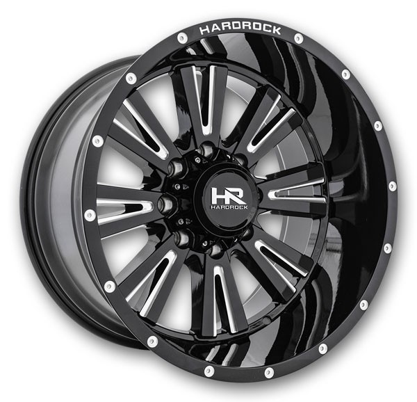 Hardrock Off-Road Wheels H503 Spine XPosed 20x12 Gloss Black Milled 8x165.1 -44mm 125.2mm