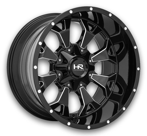 Hardrock Off-Road Wheels H711 Devastator 20x10 Gloss Black Milled 8x170 -19mm 125.2mm