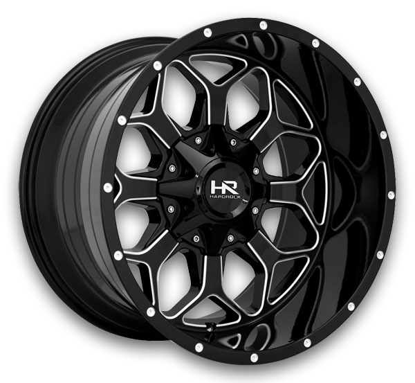 Hardrock Off-Road Wheels H712 Indestructible 20x10 Gloss Black Milled 8x170 -19mm 125.2mm