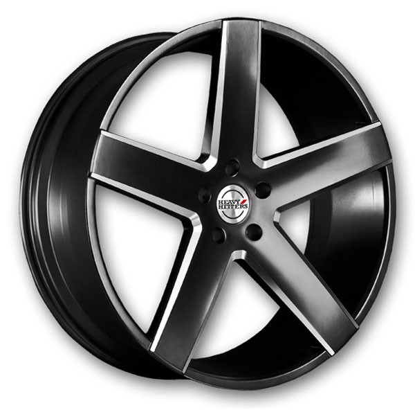 Heavy Hitters Wheels HH15 22x9 Absolute Black and Precision Milling 5x112 32mm 66.6mm
