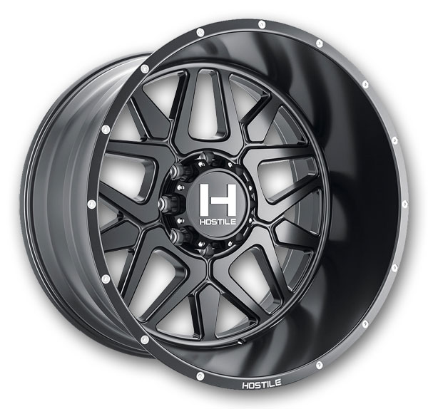 Hostile Wheels H128 Diablo 8lug 22x12 Asphalt 8x170 -44mm 125.2mm