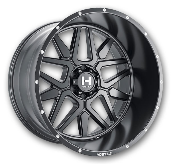 Hostile Wheels H128 Diablo 6lug 24x12 Asphalt 5x127 -44mm 78.1mm