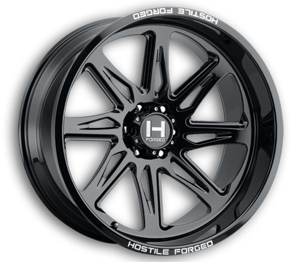 Hostile Wheels HF07 Tomahawk 8lug 24x14 Gloss Black 8x180 -76mm 125.2mm