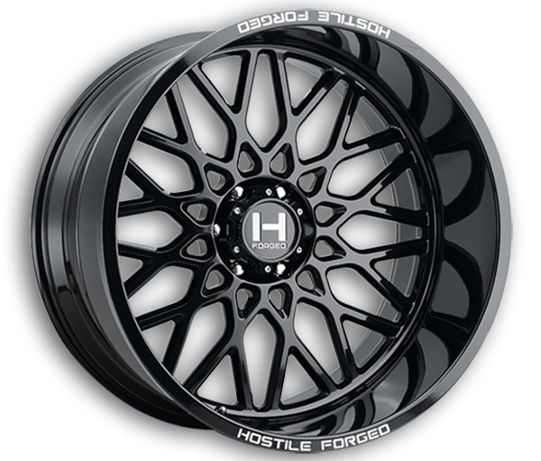 Hostile Wheels HF08 Savage 6lug 24x14 Gloss Black 6x139.7 -76mm 106.1mm